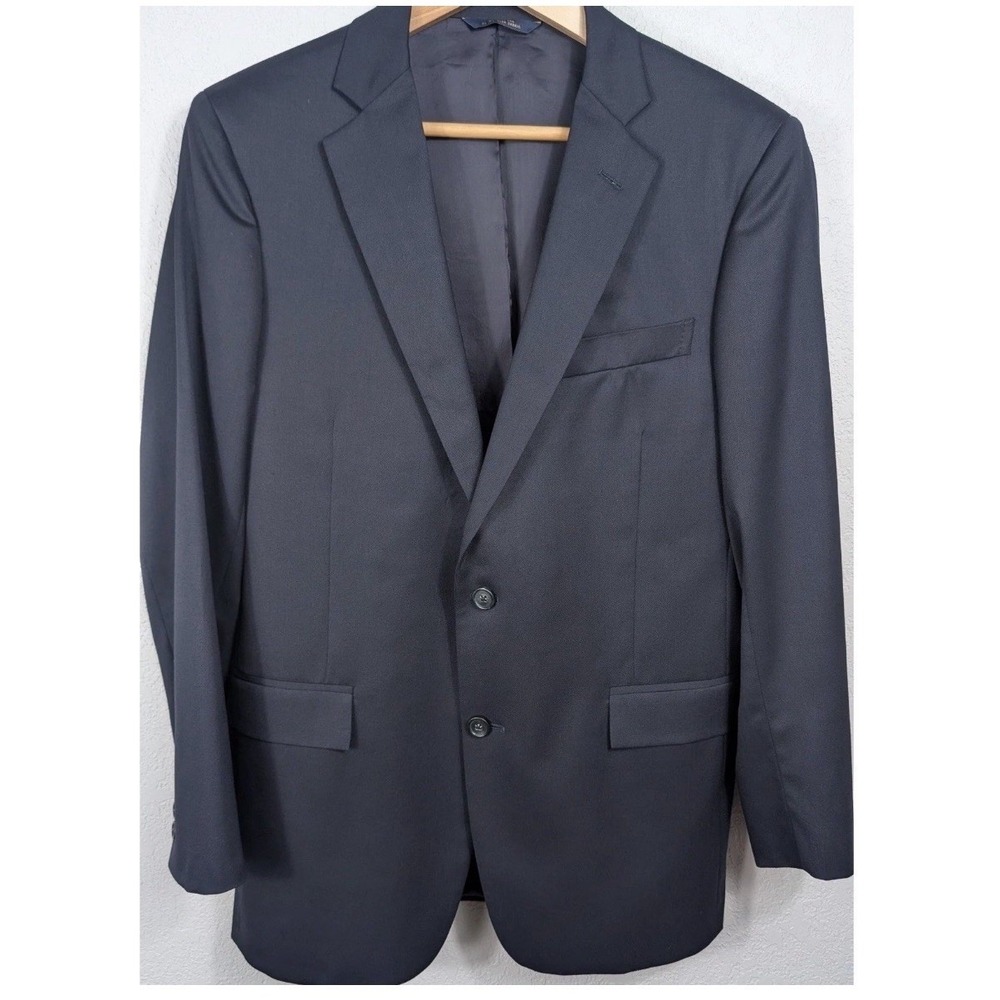 Brooks Brothers 1818 Fitzgerald Navy Wool Suit Jacket Blazer 44L Estrato Italy